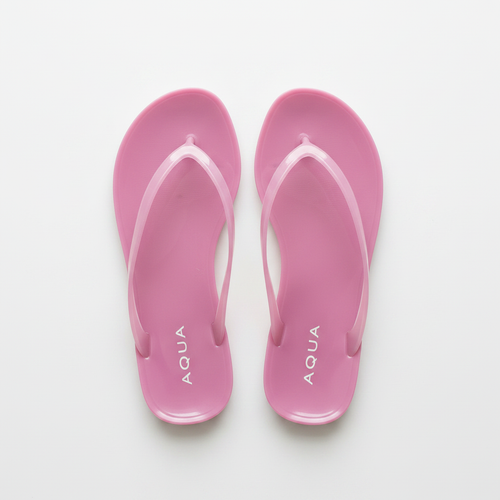 Aqua Pink Jelly Sandals Flat Lay