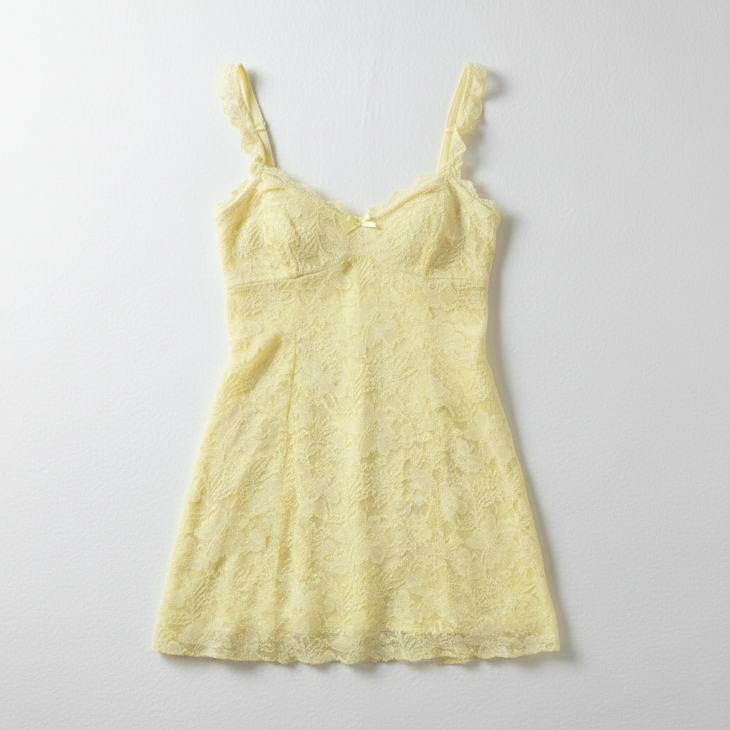 Yellow Lace Dress Clean Flat Lay