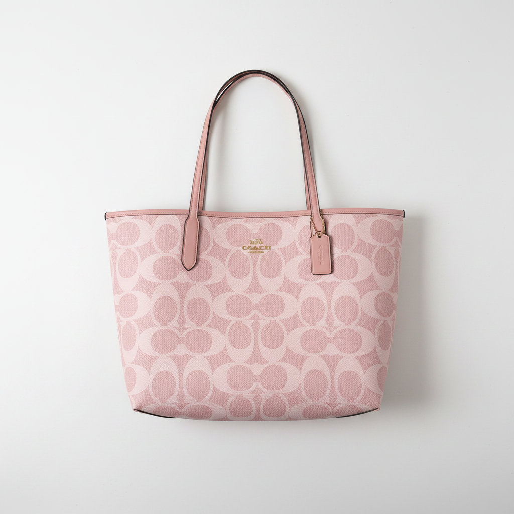 Pink Coach Tote Flat Lay